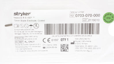 Stryker 0703-070-000 Neptune E-Sep Blade Electrode Coated 70mm (x)